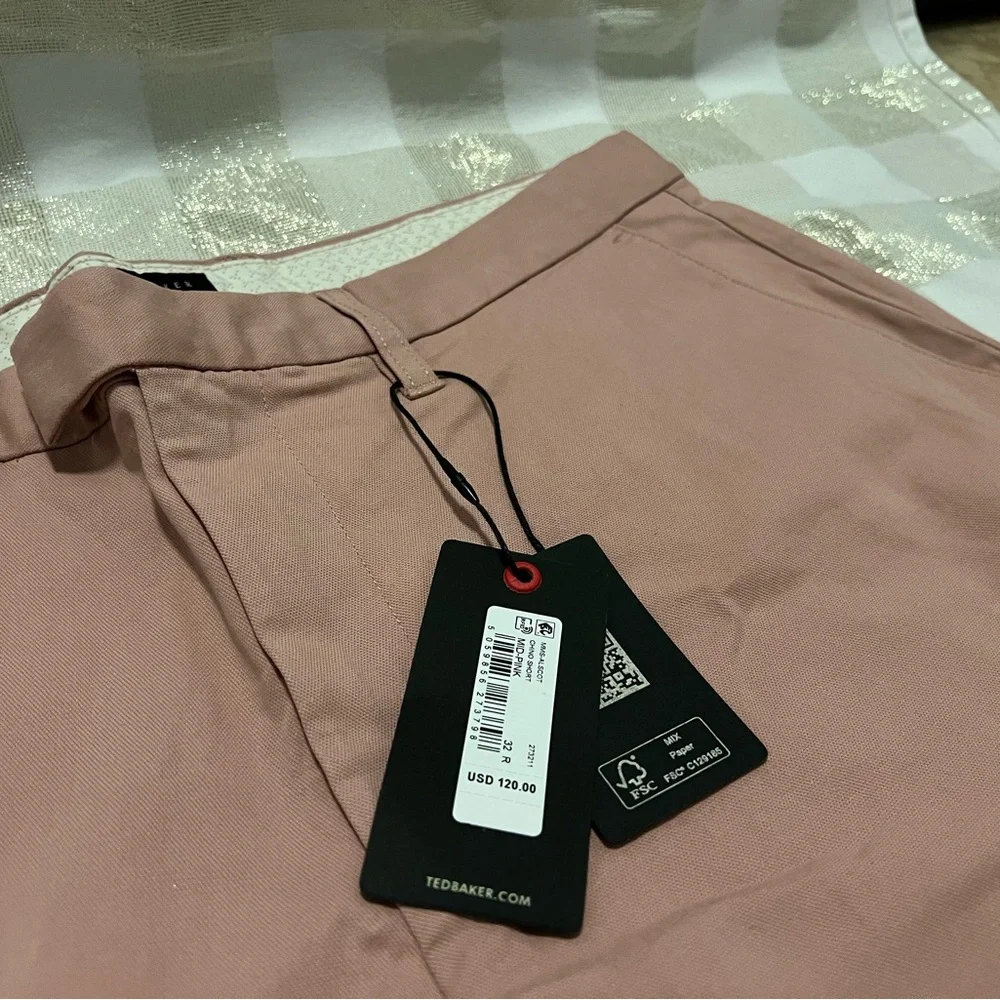 Ted Baker Light Pink Flat Front Shorts - Picture 7 of 8